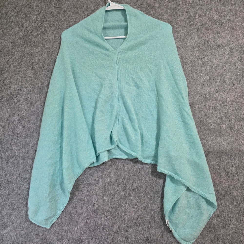 Mario Romano 100% Cashmere Poncho Wrap Sweater Topper Shawl Blue‎ Made in Italy